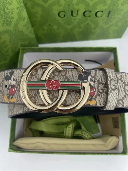 Gucci x Disney GG Marmont Mickey Mouse Print Belt Beige Canvas Belt - 6