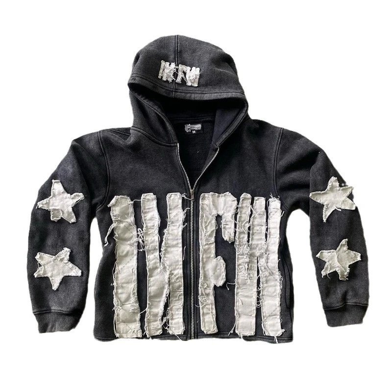 Patchwork Letter Star Hoodie