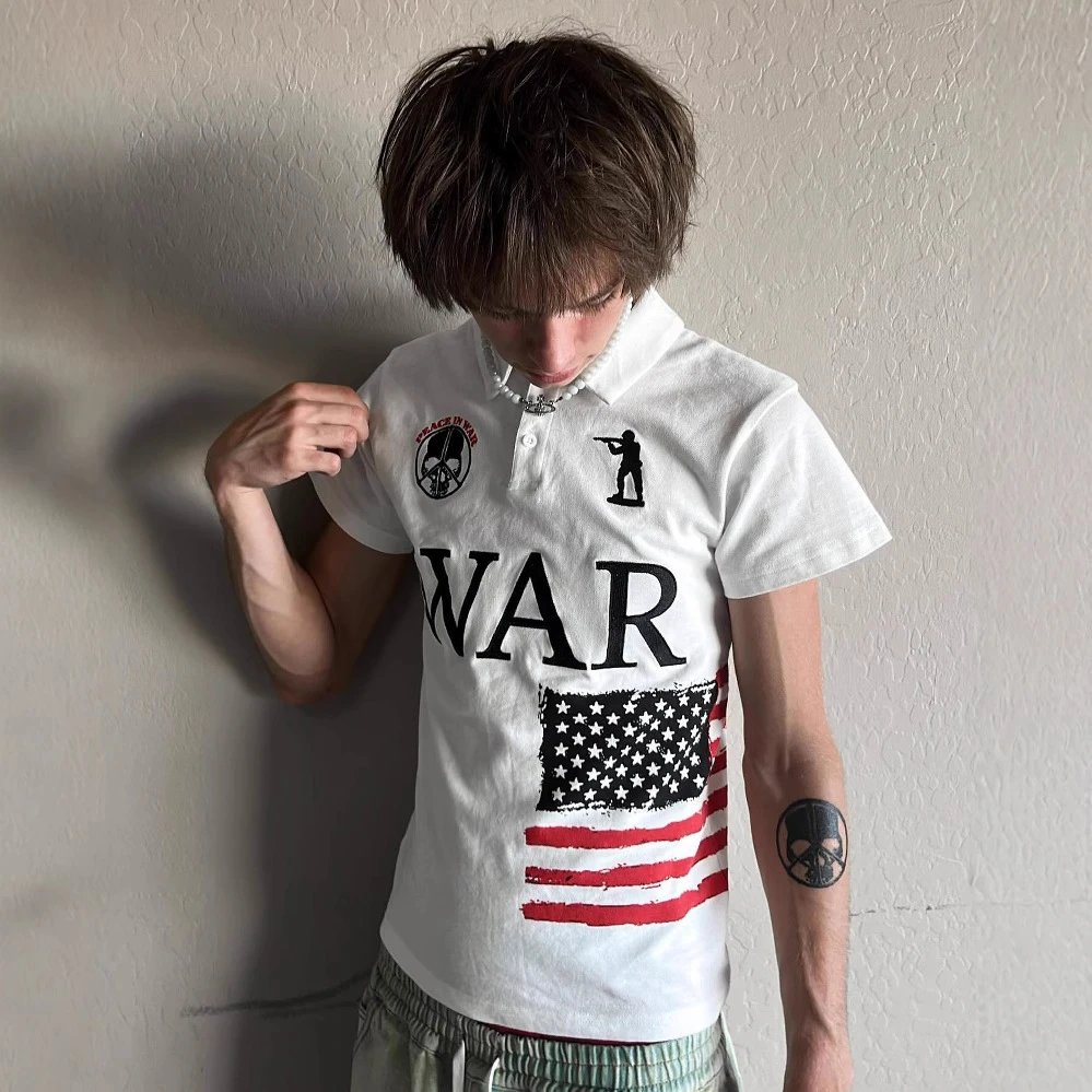 Europe and America do not want war, beautiful national flags, three-dimensional letter embroidery, unisex, summer