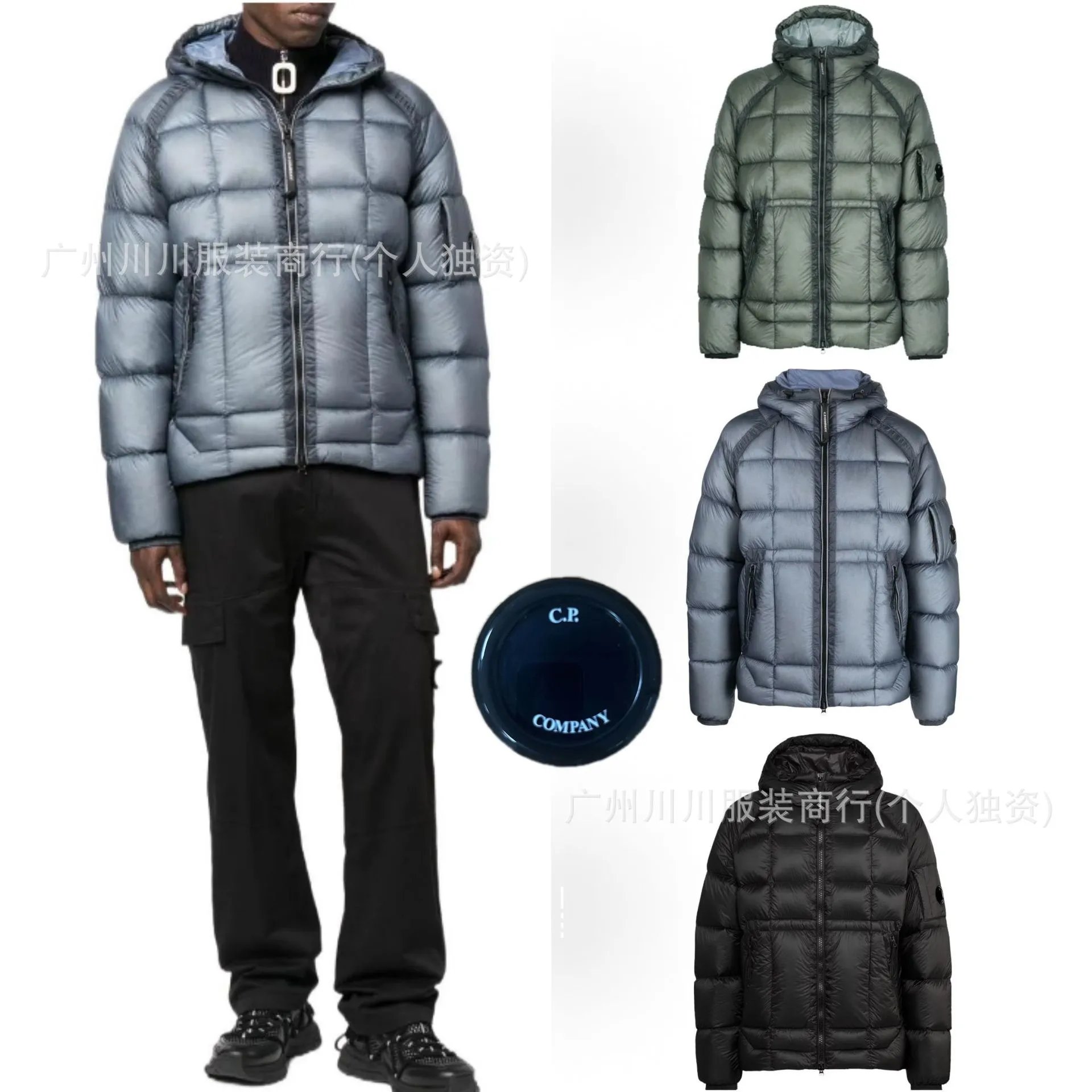 CP棉服跨境专供欧码11版本镜片徽章格子连帽COMPANY冬季加厚保暖