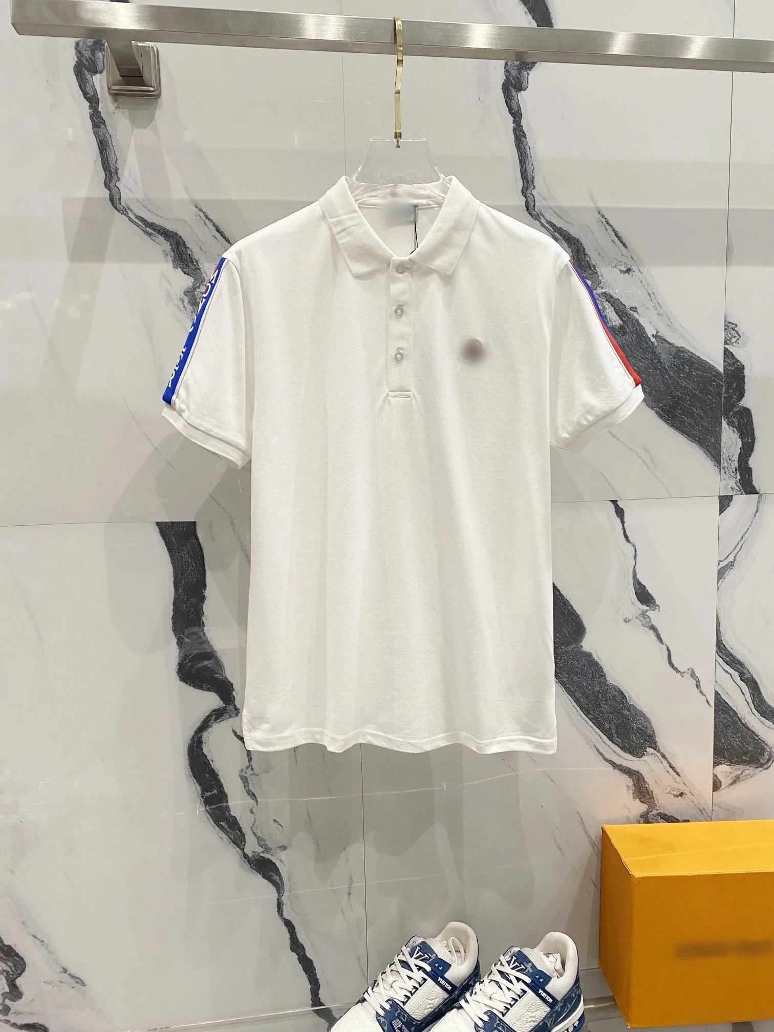 Moncler T-Shirts Short-Sleeve Polo Shirt with Contrast Trim and Logo Patches — 28