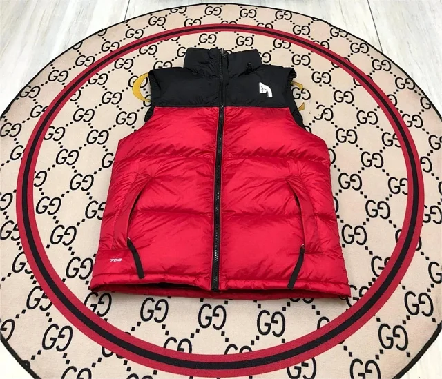 The North Face Vests 700-fill hooded color-block puffer vest product detail image 3
