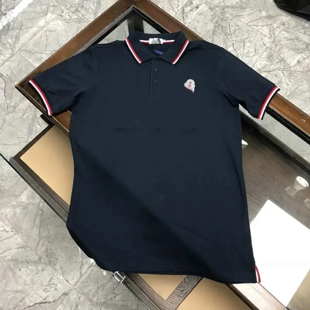 Moncler T-Shirts Short-Sleeve Polo Shirt with Contrast Trim and Logo Patches product detail image 9