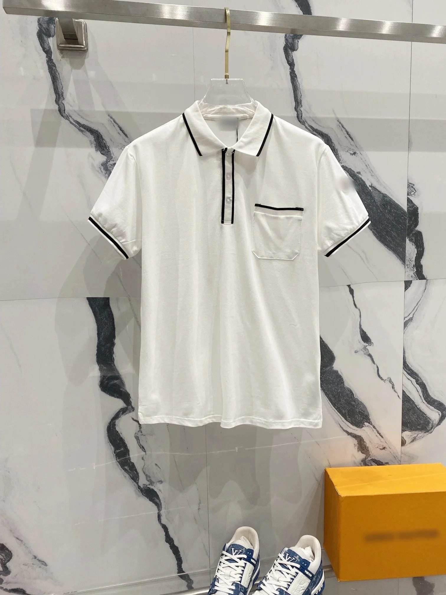 Louis Vuitton White Contrast-Trim Polo Shirt