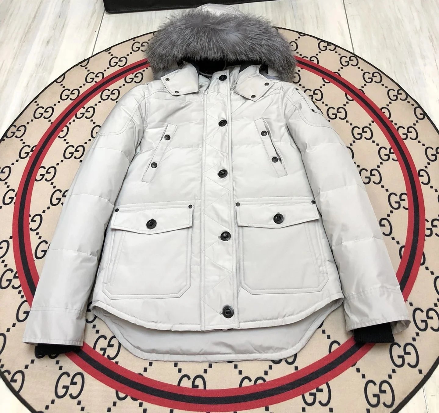 Moose Knuckles Down Jackets Fur-trim hood long parka with pom-pom details — 12