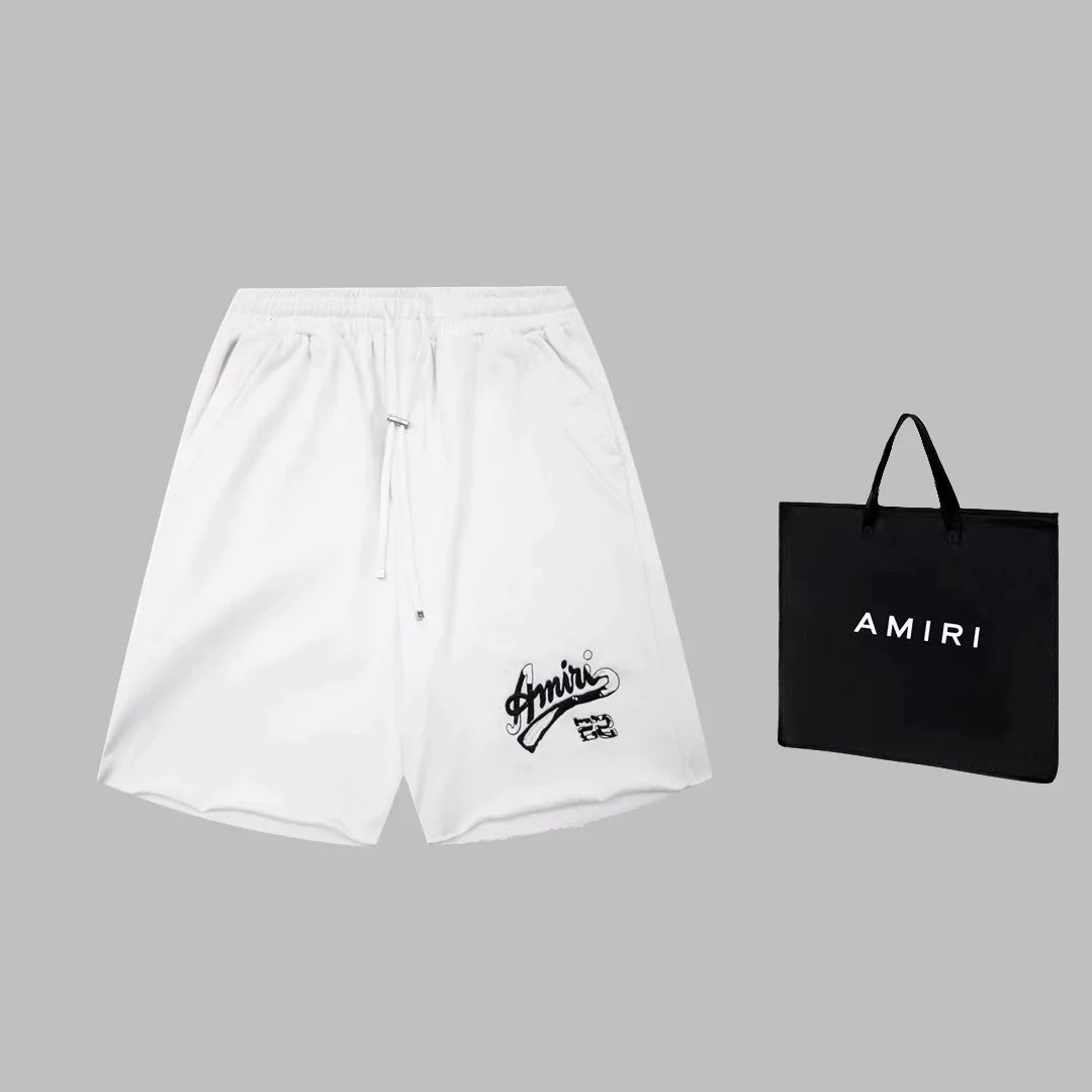 Amiri Script Logo Drawstring Shorts Blue - 8