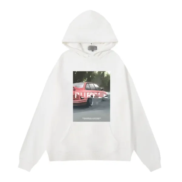 Design Car Print Graphic Hoodie White - 1