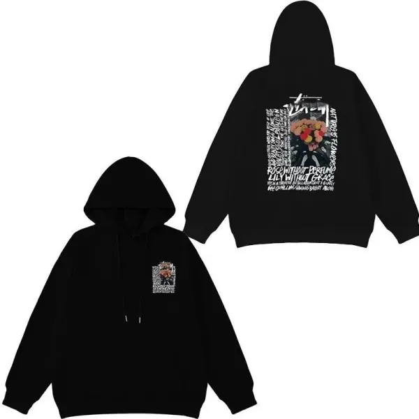 Stüssy x Floral Collage Black Hoodie - 1