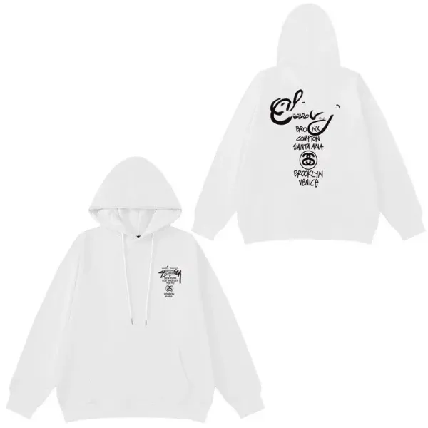 Stüssy x Evisu Collaboration Graphic Hoodie White - 1