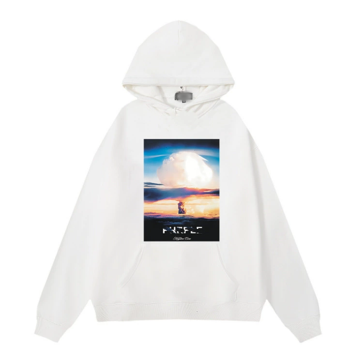 Design Graphic Print Oversized Hoodie White - 1