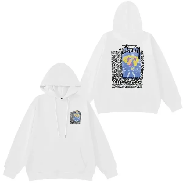 Stüssy x Floral Artwork Hoodie White - 1