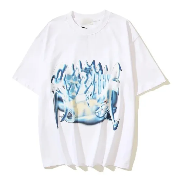 Design Abstract Ice Graphic White T-Shirt - 1