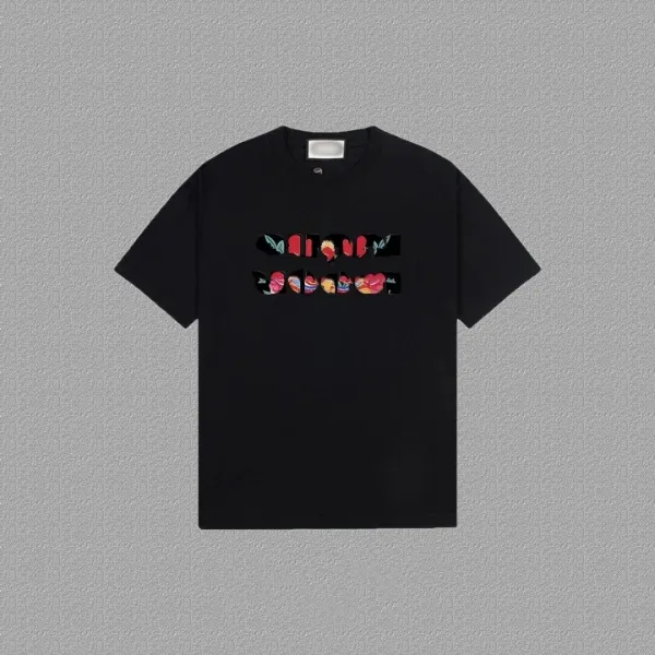 Design Floral Cutout Logo T-Shirt Black - 1