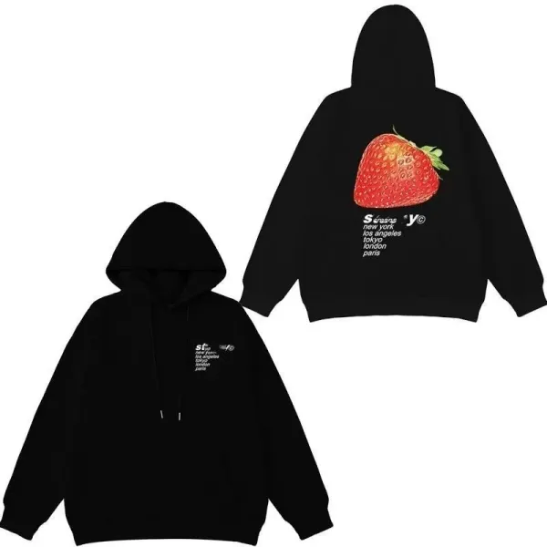 Y-3 Strawberry Print Hoodie Black - 1