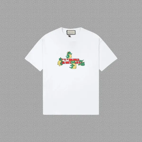 Design Dragon Print Graphic T-Shirt White - 1