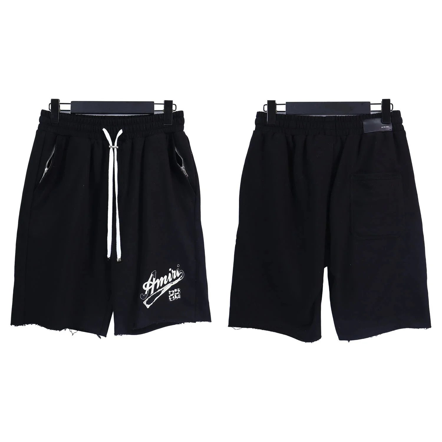 Amiri Script Logo Drawstring Shorts Blue - 4