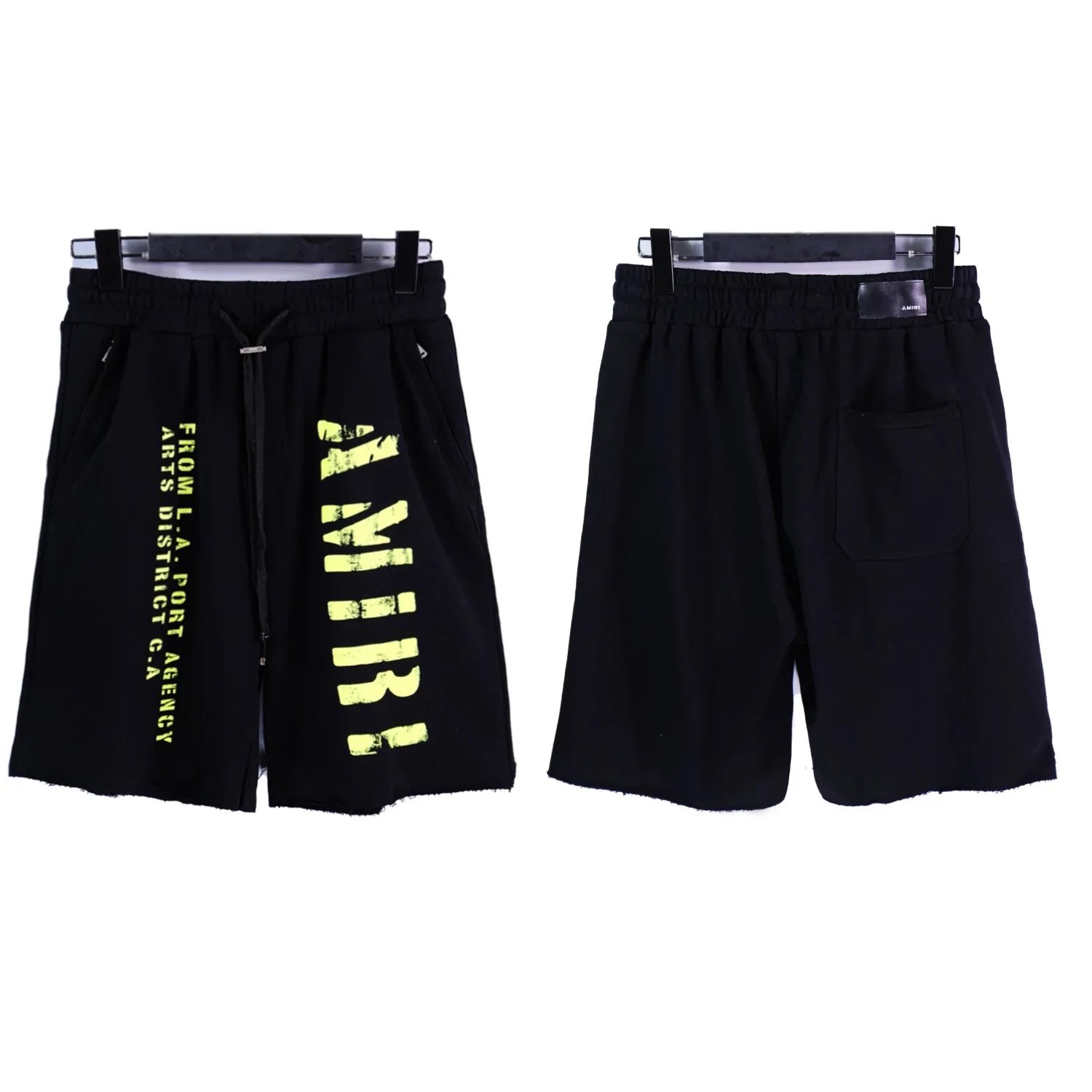 Amiri Script Logo Drawstring Shorts Blue - 7