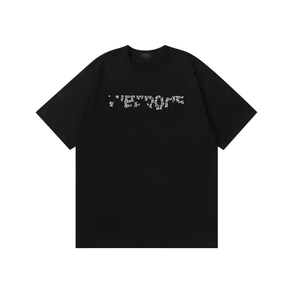 Design Crystal Embroidered Logo T-Shirt Black - 1