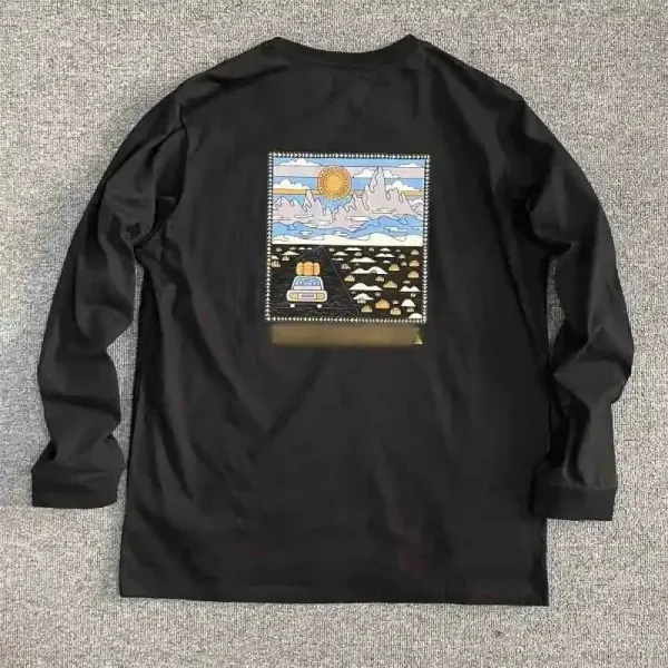 Design Long Sleeve T-Shirt Black Graphic Print - 1