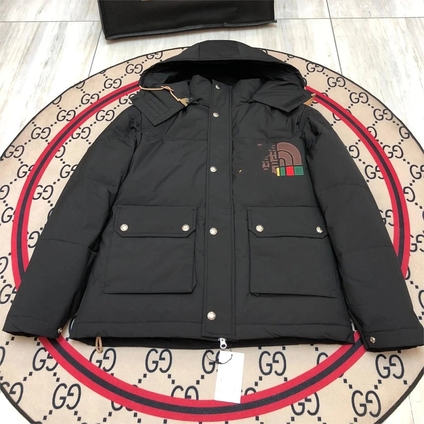 Moncler Down Jacket Black and Ivory Color-Block Puffer Jacket - 5