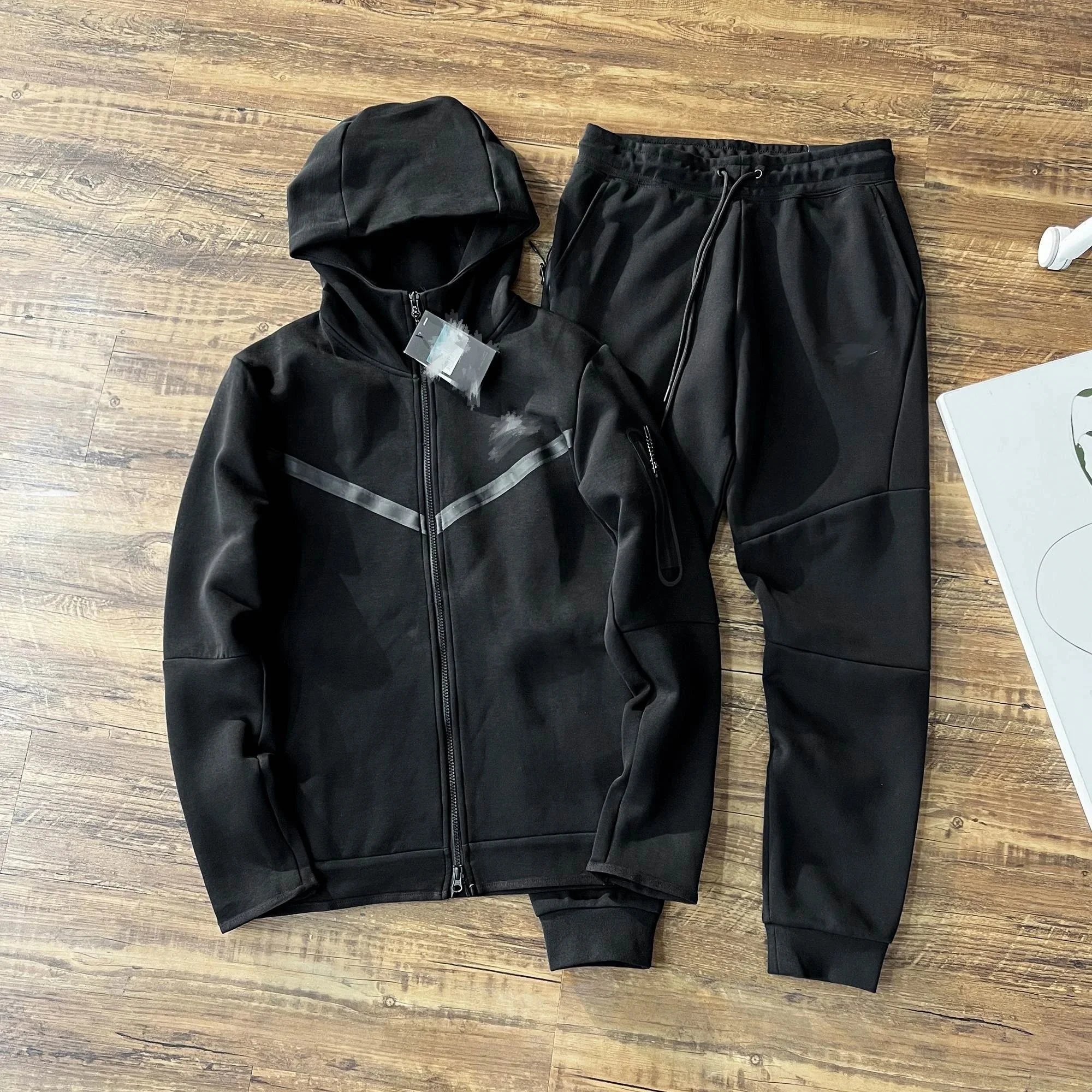 Black Hooded Zip-Up 