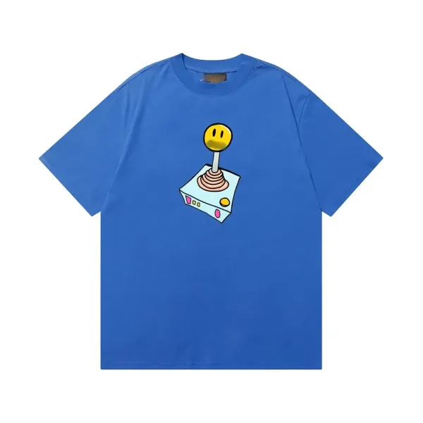 Design Joystick Smiley Graphic T-Shirt Blue - 1