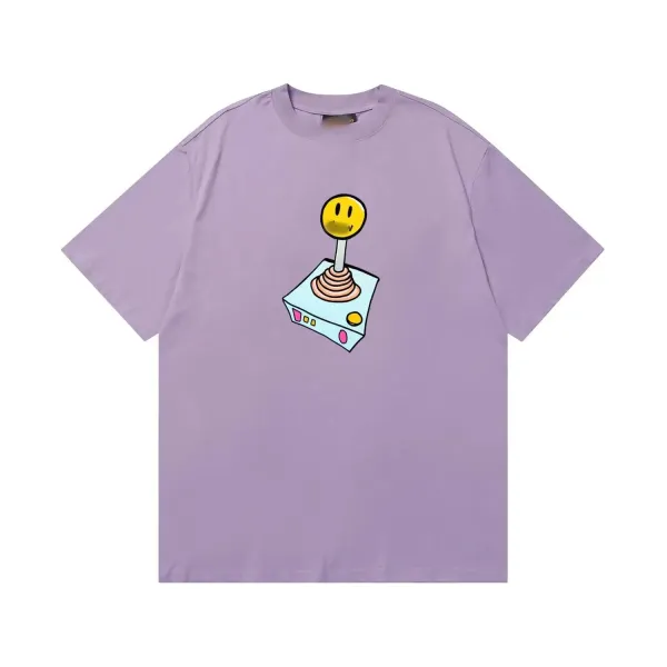 Design Joystick Smiley Graphic T-Shirt Lavender - 1