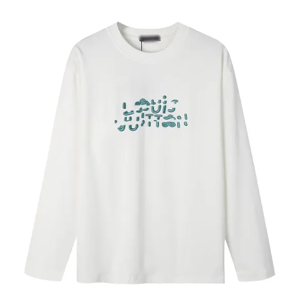 Design Abstract Script Long Sleeve T-Shirt White - 1