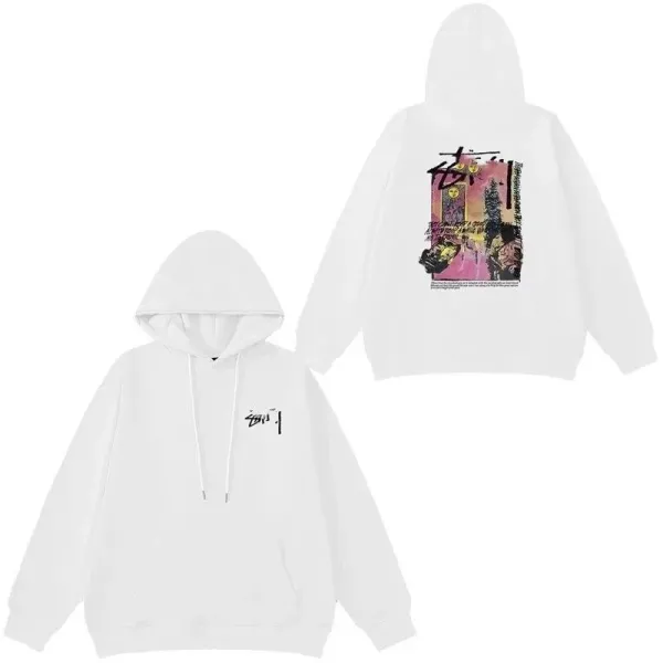 Stüssy Graphic Print Hoodie White - 1