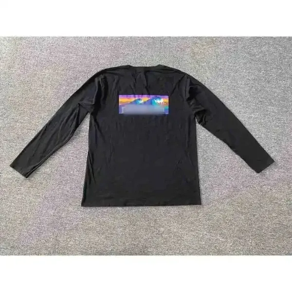 Design Long Sleeve T-Shirt Black Multicolor Graphic Back Print - 1
