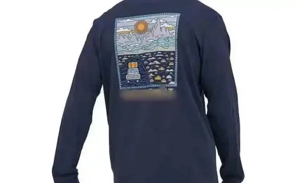 Design Long Sleeve Graphic Tee Navy T-Shirts - 1
