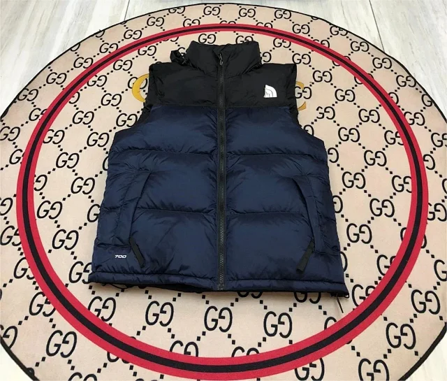 The North Face Vests 700-fill hooded color-block puffer vest product detail image 4