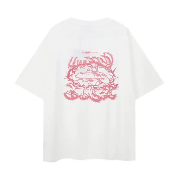 Design Graphic Print Oversized T-Shirt White - 1
