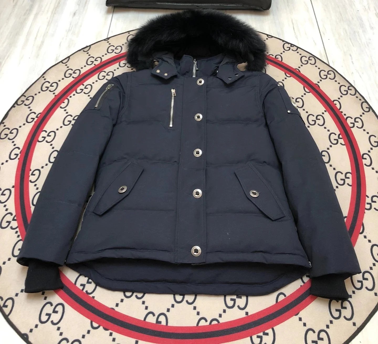 Moose Knuckles Down Jackets Fur-trim hood long parka with pom-pom details — 16