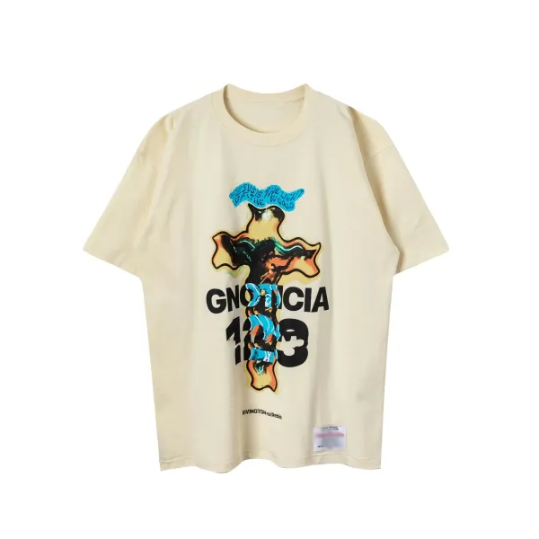 Design Rivington x Roi Rebis Gnoticia Cross Graphic Beige T-Shirt T-Shirts - 1