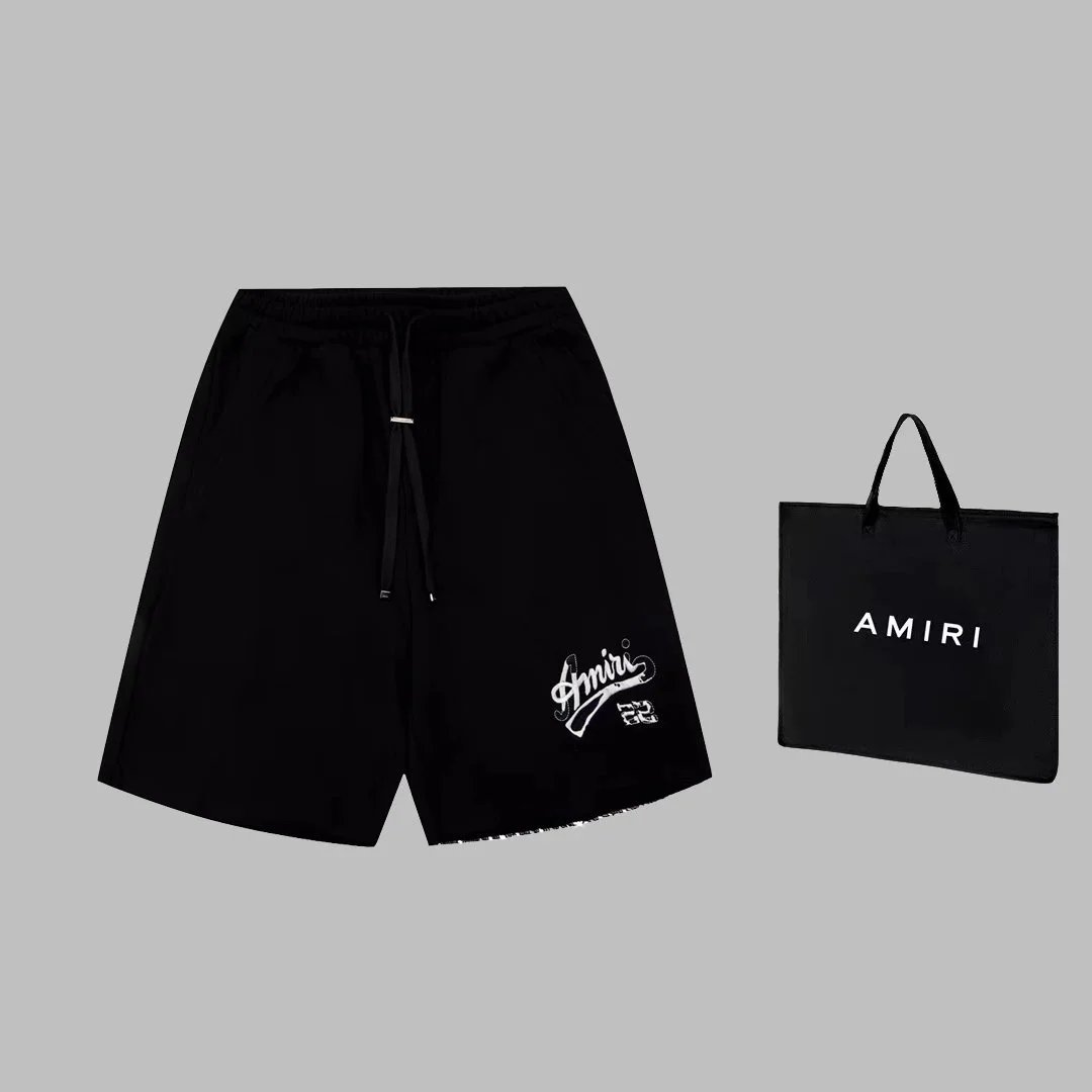 Amiri Script Logo Drawstring Shorts Blue - 9