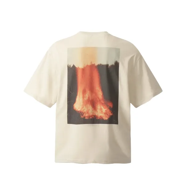 Design Volcanic Eruption Print Off-White T-Shirt - 1