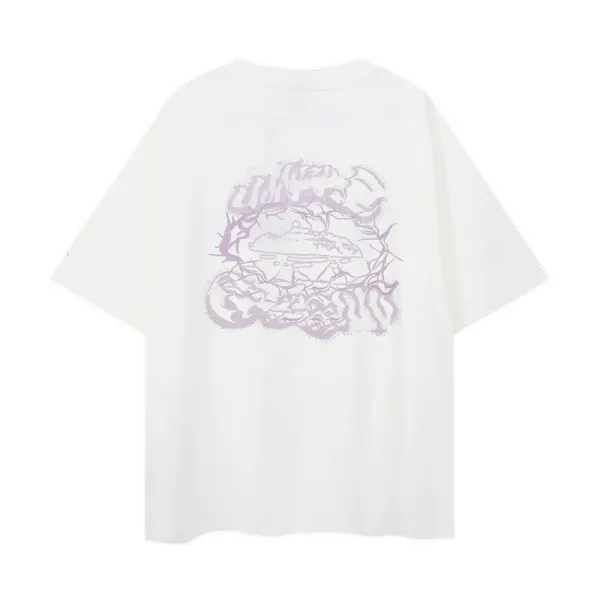Design Graphic Print Oversized T-Shirt White - 1