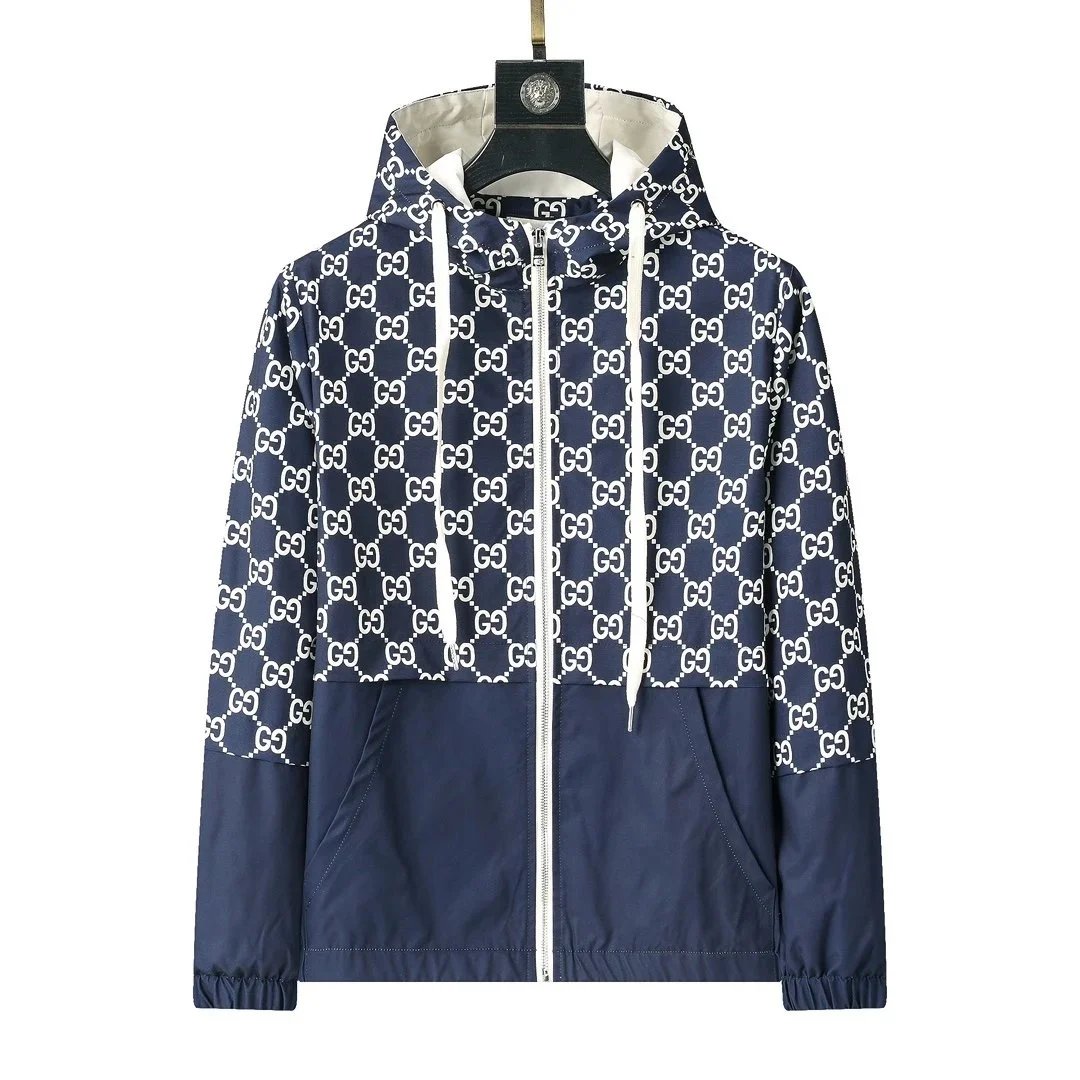 Gucci GG Monogram Red and Navy Bomber Jacket - 8