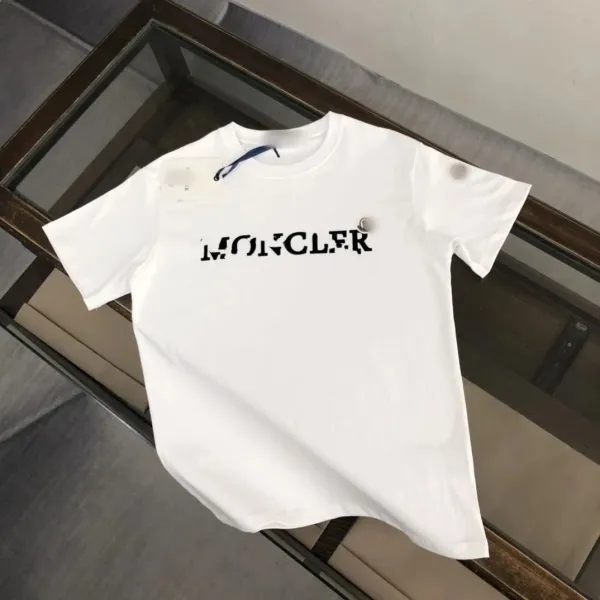 Moncler Logo Print White T-Shirt - 1