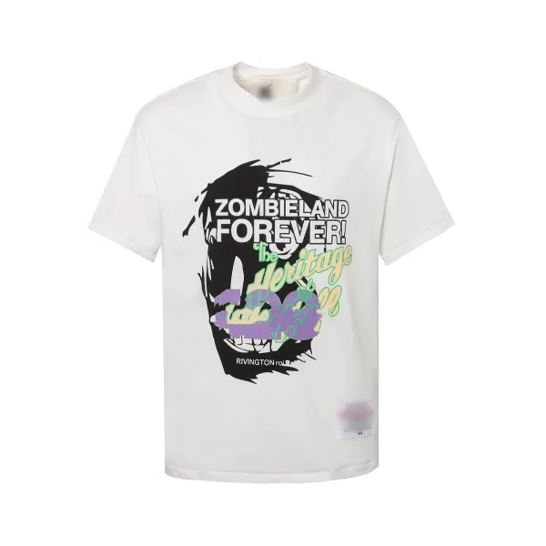 Design Rivington x ZombieLand Forever Skull Graphic White T-Shirt T-Shirts - 1