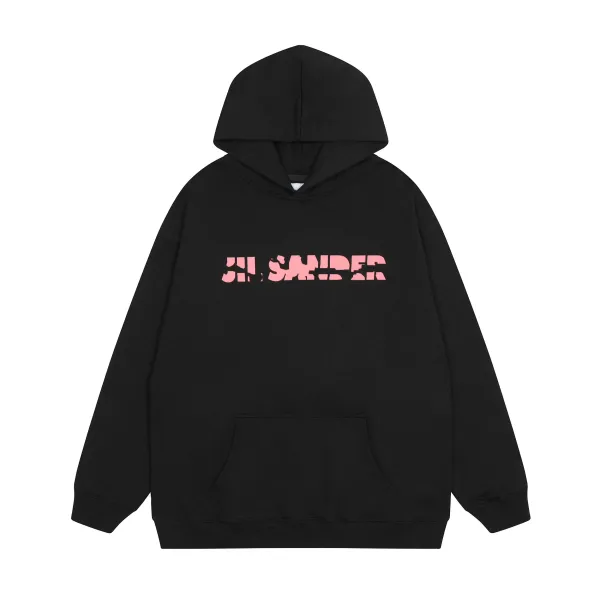Jil Sander Hoodie Black with Pink Distorted Logo - 1