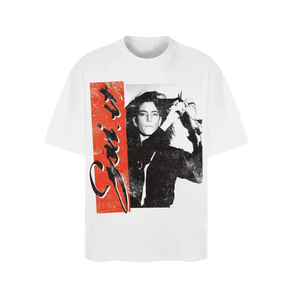 Design Scissors Graphic Print White T-Shirt - 1