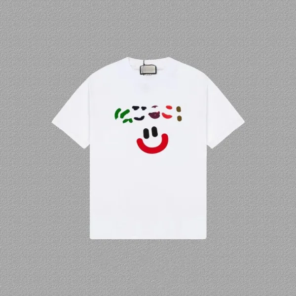 Design Smiley Face Graphic Print White T-Shirt - 1