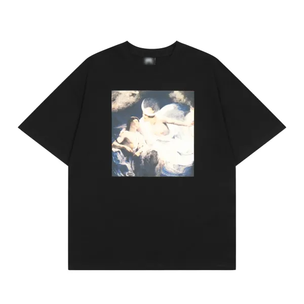 Design Classic Art Print Black Oversized T-Shirt - 1
