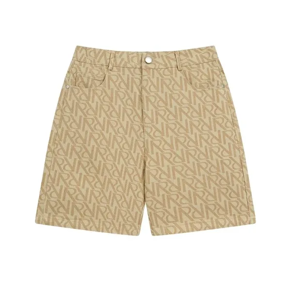 Design Monogram Print Beige Shorts - 1
