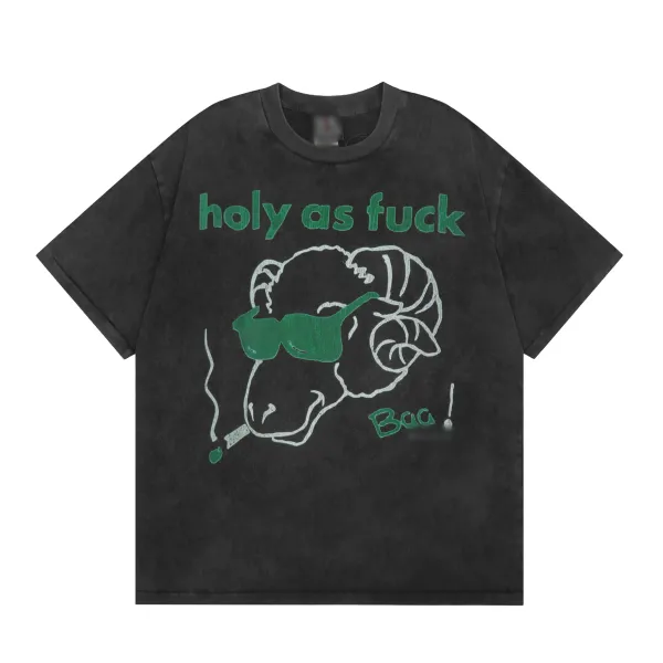 Design Holy As Fuck Ram Graphic T-Shirt Black - 1