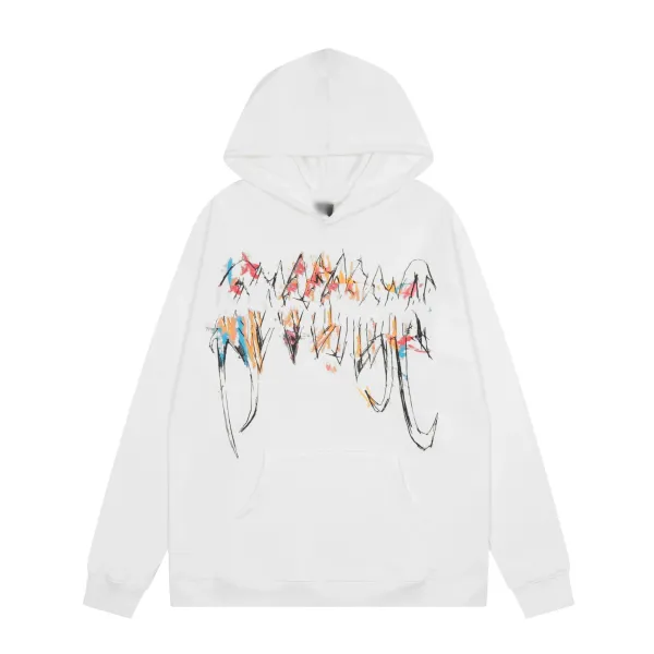 Design Abstract Graffiti Print White Hoodie - 1
