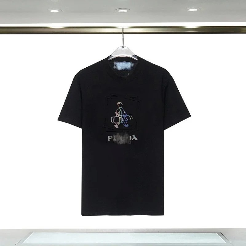 Prada Triangle Logo Print Black T-Shirt - 38