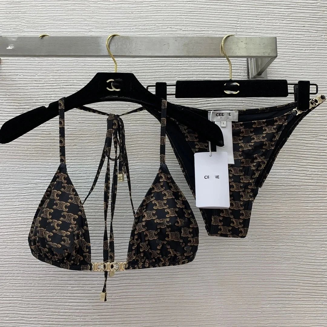 Loewe Triangle String Bikini Set Army Green Swimwear - 11